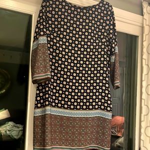 Patterned tunic, great with leggings, Blvd brand, size M